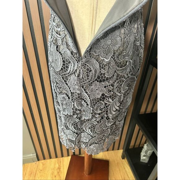 Andrianne Papell gray lacy dress short sleeveless size 4 wedding guest fancy - Picture 5 of 5